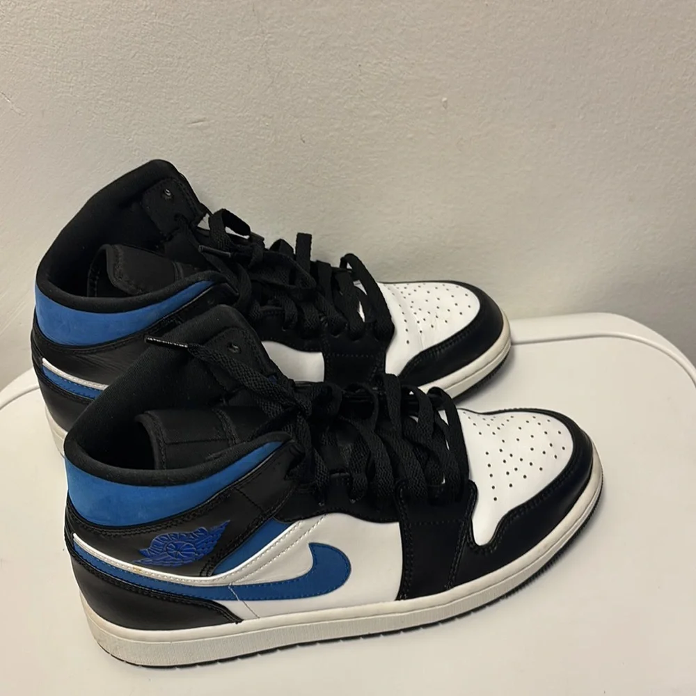 Nike Men’s Air Jordan 1 Mid Racer Blue/white/black 9.5 High-Top Sneakers - Picture 11 of 14